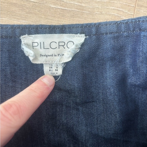 Anthropologie Pilcro low-slung pleated denim midi skirt *no belt* - Picture 6 of 7
